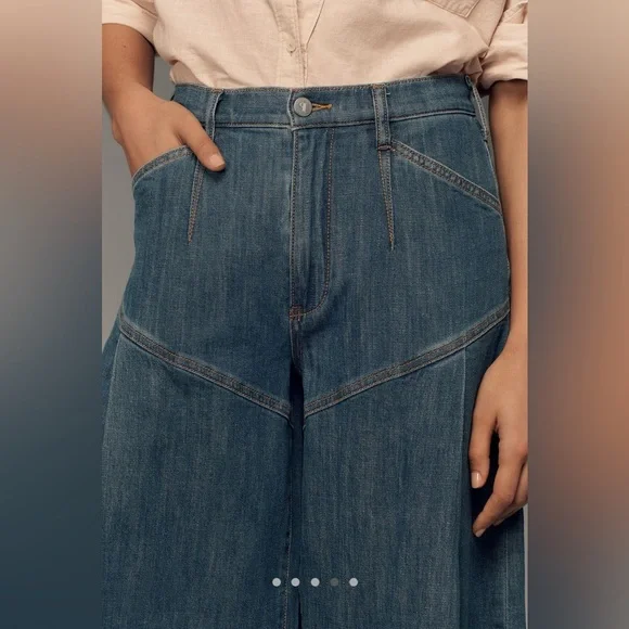 Anthropologie Pilcro Seamed Flounce high rise wide leg jeans - Picture 7 of 12